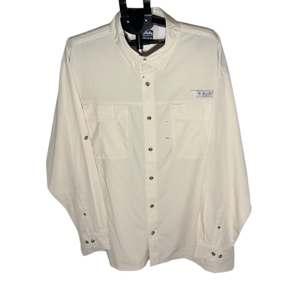 *NWT* Bimini Bay Outfitters Mens Vented Long Sleeve Fishing Shirt Beige 3XL - Picture 1 of 11